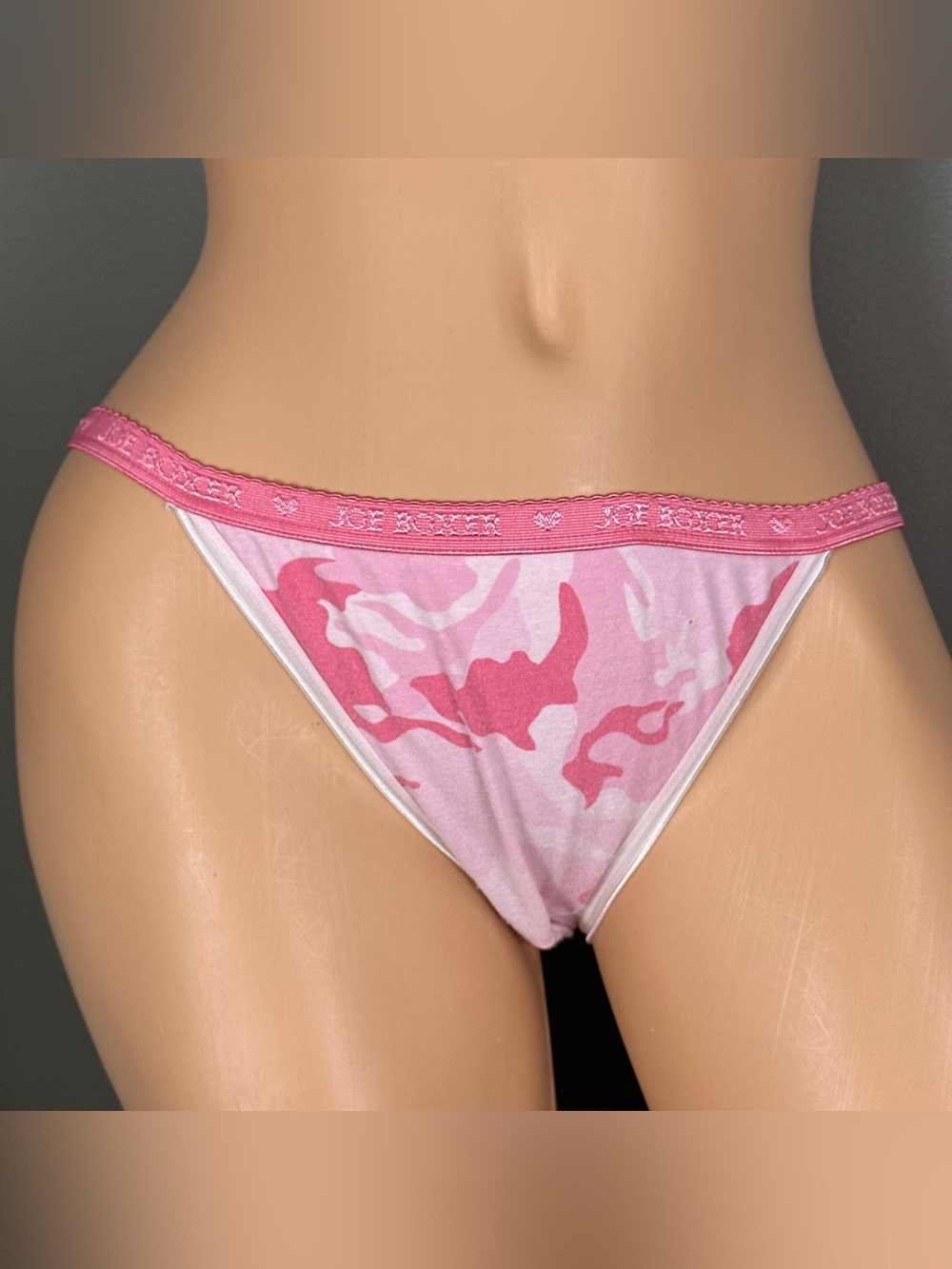 Vintage Joe Boxer Pink Camouflage String Bikini Panties Size XL Cotton Blend Y2K